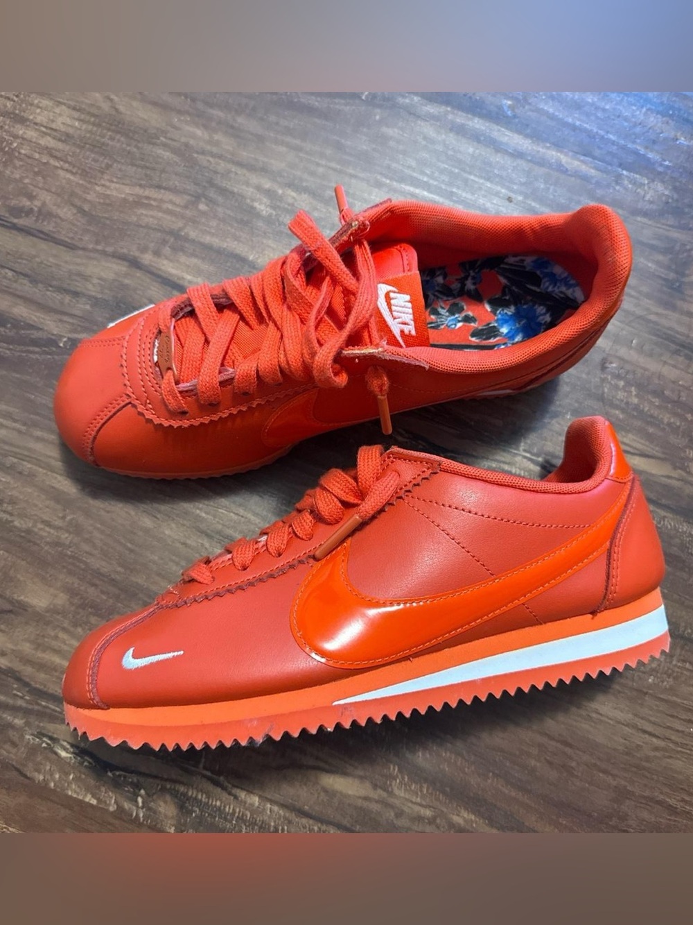 Nike Bright Orange Classic Cortez-Style Sneakers